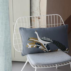 Housse de coussin en coton gris 33 x 57 cm