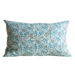 Housse de coussin en coton lin imprimé fleuri ciel 30x50