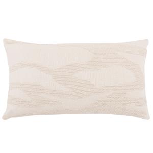 Housse de coussin en coton motif brodé beige crème 50x30