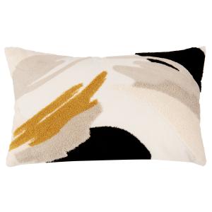 Housse de coussin en coton motif brodé bouclettes blanches…