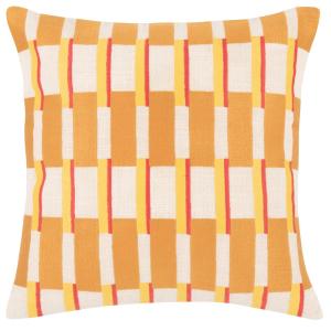 Housse de coussin en coton motifs brodés orange, jaunes et…