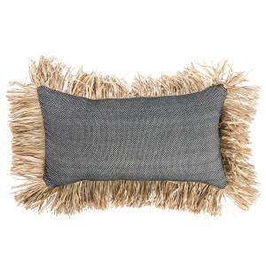 Housse de coussin en coton raphia noire naturelle 30x50 cm