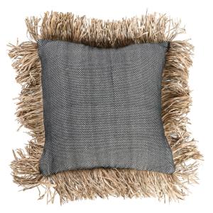 Housse de coussin en coton raphia noire naturelle 40x40cm