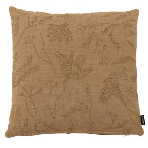 Housse de coussin en coton vert bronze motif floral brodés…