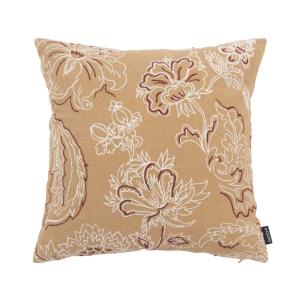Housse de coussin en coton vert olive motif floral brodé 40…