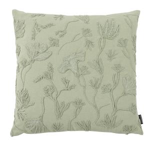 Housse de coussin en coton vert sauge motif floral brodé 40…