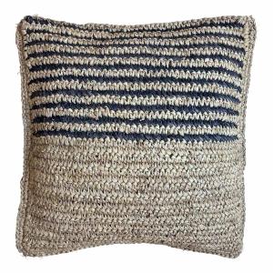 Housse de coussin en fibres naturelles avec rayures noires…