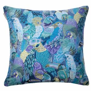 Housse de coussin en Jacquard effet tapisserie Bleu