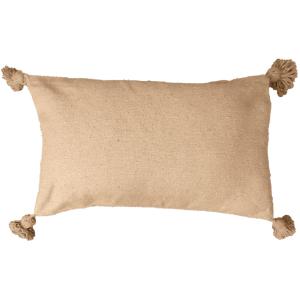 Housse de coussin en laine à pompons beige 70 x 40