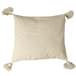Housse de coussin en laine à pompons crème 45 x 45