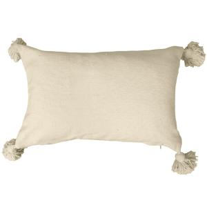 Housse de coussin en laine à pompons crème 70 x 40