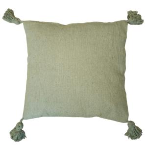 Housse de coussin en laine à pompons vert 45 x 45