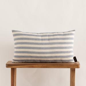 Housse de coussin en lin, coton et polyester bleu 30x50 cm