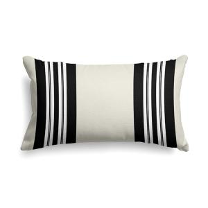 Housse de coussin en lin et coton à rayures noires et blanc…