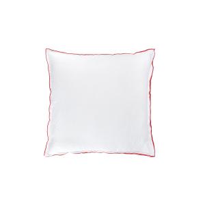 Housse de coussin en lin lavé 33x57cm Blanc-orange