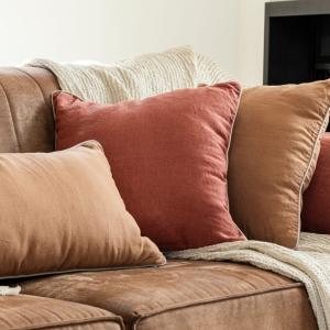 Housse de coussin en lin lavé Rouge sienne 40x40cm