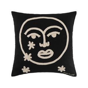 Housse de coussin en lin noir 40x40 cm