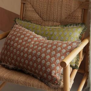 Housse de coussin en lin rose 33 x 57 cm