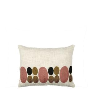 Housse de coussin en polycoton brodé - Rose et curry - 40 x…