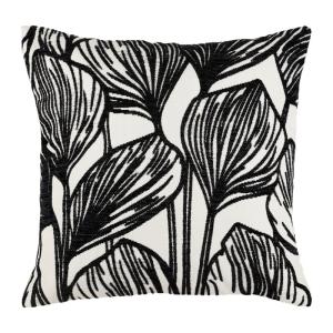 Housse de coussin  en polyester brodée feuilles 40x40cm