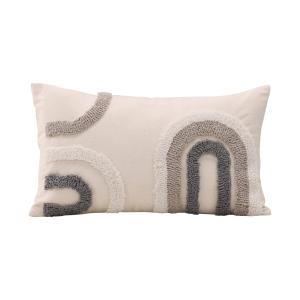 Housse de coussin en polyester et coton beige 50x30 cm