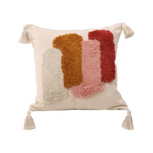 Housse de coussin en polyester et coton blanc crème 45x45 c…