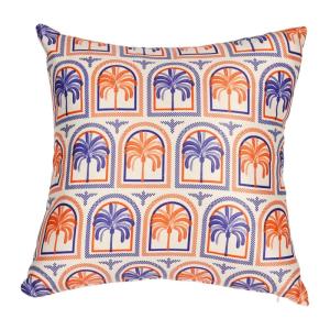 Housse de coussin en polyester orange et bleu 40x40cm
