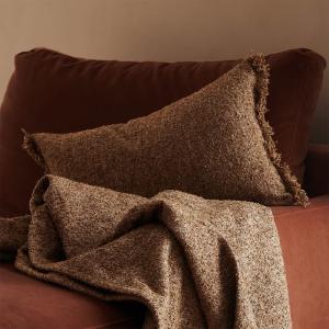 Housse de coussin en synthétique - coton marron 33 x 57 cm
