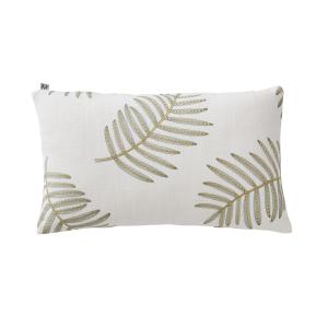 Housse de coussin en Toile de lin viscose rebrodée de feuil…