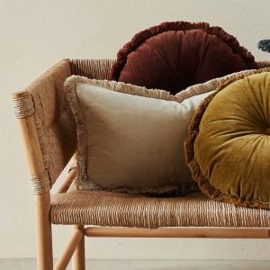 Housse de coussin en velours beige 33 x 57 cm