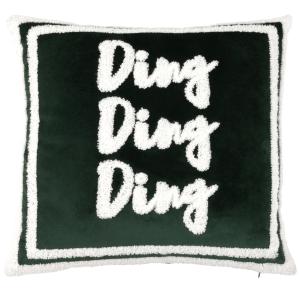 Housse de coussin en velours brillant vert et broderie bouc…