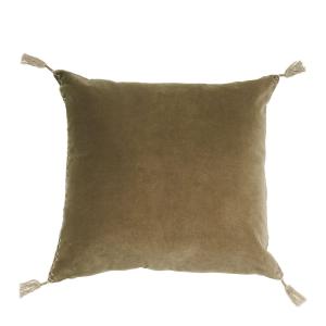 Housse de coussin en velours de coton et lin - Taupe - 50 x…