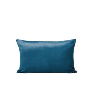 Housse de coussin en velours Pétrole et taupe 28x47 cm