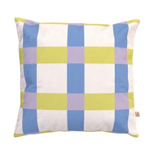 Housse de coussin extérieur 45x45 cm motif carreaux jaune