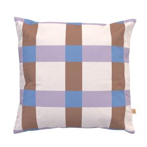 Housse de coussin extérieur 45x45 cm motif carreaux lila