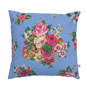 Housse de coussin extérieur 45x45 cm motif fleuri bleu