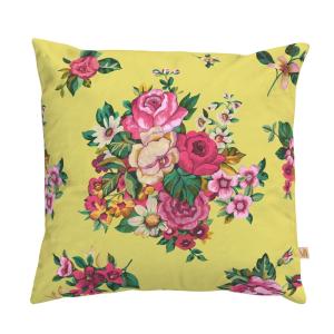 Housse de coussin extérieur 45x45 cm motif fleuri jaune