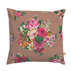 Housse de coussin extérieur 45x45 cm motif fleuri moka
