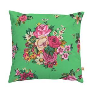 Housse de coussin extérieur 45x45 cm motif fleuri vert