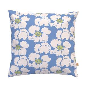 Housse de coussin extérieur 45x45 cm motif fleurs bleu