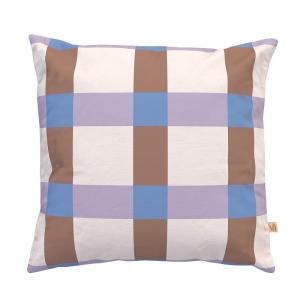 Housse de coussin extérieur 60x60 cm motif carreaux lila