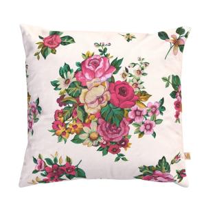 Housse de coussin extérieur 60x60 cm motif fleuri blanc