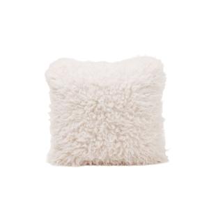 Housse de coussin fausse fourrure duveteuse ecru 40x40 cm