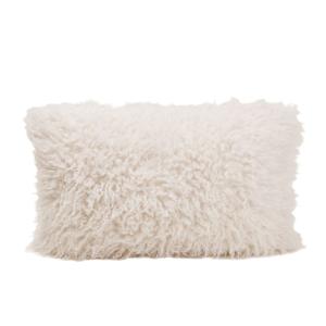 Housse de coussin fausse fourrure duveteuse ecru 40x60 cm