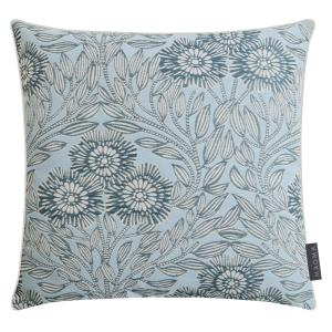 Housse de coussin fleurie bleue 50x50