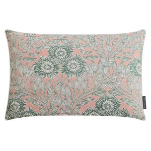 Housse de coussin fleurie rose vert 40x60