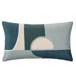 Housse de coussin graphique coton bleu 50 x 30