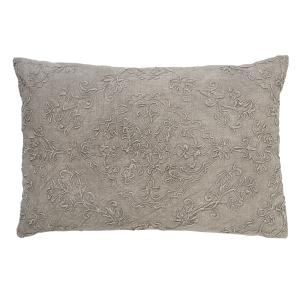 Housse de coussin gris en coton-40x60 cm avec motif fleuri