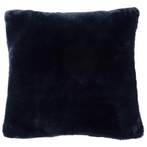 Housse de coussin imitation fourrure bleu foncé