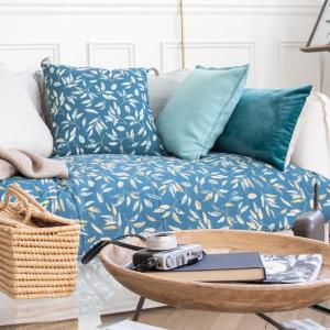 Housse de coussin imprimé en coton Indigo, kaki 33x57cm